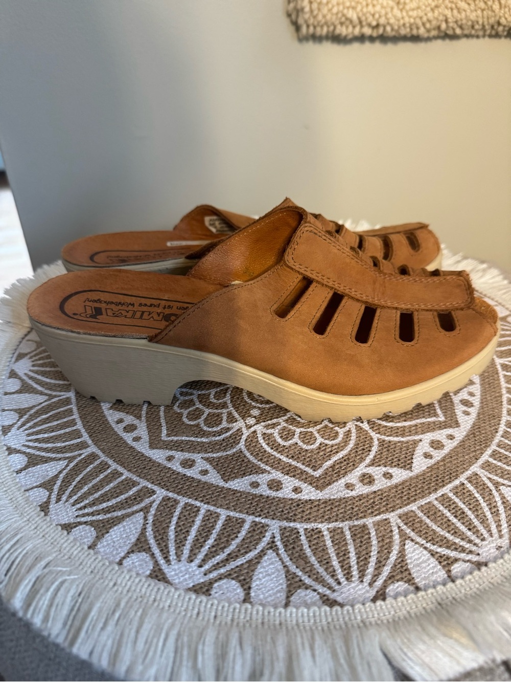 ROMIKA Comfort CLOGS Mules Sandals Brown LEATHER Y2K German Walking Shoes 38